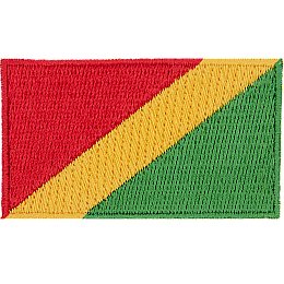 A tricolour patch. Green in the top left and red in the bottom right. A diagonal yellow stripe separates them.