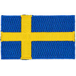 A yellow Scandinavian Cross on a blue background.