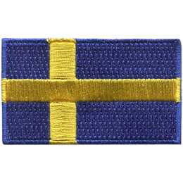 A yellow Scandinavian Cross on a blue background.