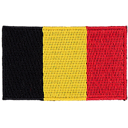 This flag consists of three vertical bars of equal width. Their colours are black, yellow, and red from the hoist to the fly.