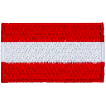 This rectangular-shaped patch has three horizontal bars of the same size in the order of red, white, and red.