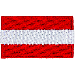 This rectangular-shaped patch has three horizontal bars of the same size in the order of red, white, and red.
