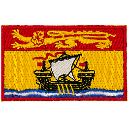 The flag of New Brunswick consists of a golden lion in a red stripe, and a ship sailing in a gold stripe across a thin blue ocean.