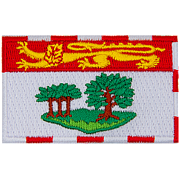 This flag consists of horizontal stripes of red and white bearing a golden lion on the red stripe and three oak trees on the white stripe.