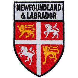 Newfoundland & Labrador are stitched above the Newfoundland and Labrador flags.