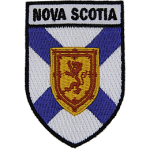The words Nova Scotia sit above the Nova Scotia flag in the shape of a shield.