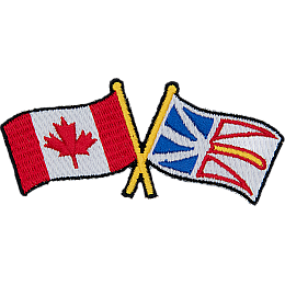 This badge displays the Canadian flag on the left and the Newfoundland & Labrador flag on the right. The flag poles of each flag are crossed with each other, forming a X shape.