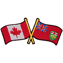 This badge displays the Canadian flag on the left and the Ontario flag on the right. The flag poles of each flag are crossed with each other, forming a X shape.