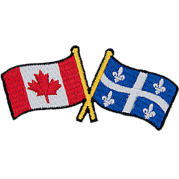 This badge displays the Canadian flag on the left and the Quebec flag on the right. The flag poles of each flag are crossed over each other.