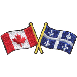 This badge displays the Canadian flag on the left and the Quebec flag on the right. The flag poles of each flag are crossed over each other.