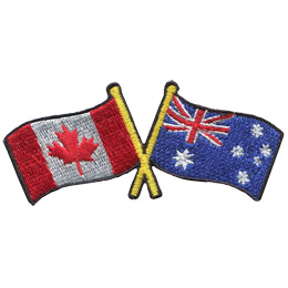 This badge displays the Canadian flag on the left and the Australia flag on the right. The flag poles of each flag are crossed with each other, forming a X shape.