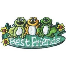 Best, Friends, Frogs, Flower, Lillypad, Patch, Embroidered Patch, Merit Badge, Badge, Emblem, Iron-On, Iron On, Crest, Lapel Pin, Insignia, Girl Scouts, Boy Scouts, Girl Guides