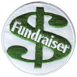 A green dollar sign with the word Fundraiser in the S.