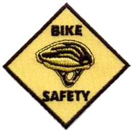 Bike Safety, Bicycle, Helmet, Helmut, Safety, Patch, Embroidered Patch, Merit Badge, Crest, Girl Scouts, Boy Scouts, Girl Guides