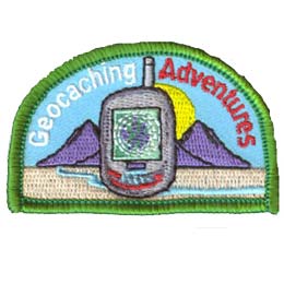 Geocache, Geo Cache, Geocaching, GPS, Satellite, Patch, Embroidered Patch, Merit Badge, Badge, Emblem, Iron On, Iron-On, Crest, Lapel Pin, Insignia, Girl Scouts, Boy Scouts, Girl Guides