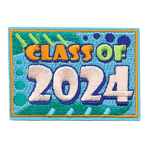 The words Class of 2024 inside a square patch.