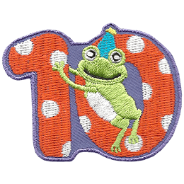 A frog hops out of a polka dotted number 10.