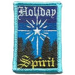 Holiday, Spirit, Christmas, Star, Wise, Tree, Patch, Embroidered Patch, Merit Badge, Badge, Emblem, Iron On, Iron-On, Crest, Lapel Pin, Insignia, Girl Scouts, Boy Scouts, Girl Guides