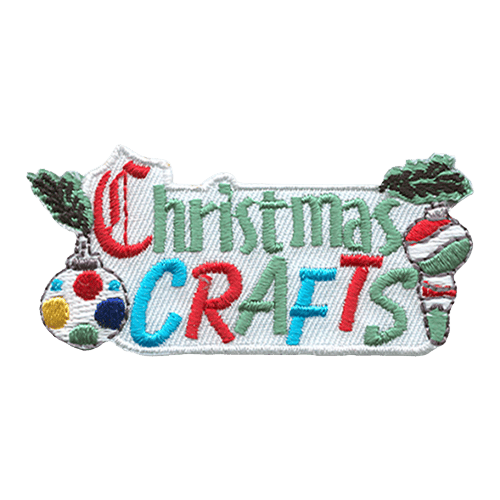 The words Christmas Crafts are framed by ornaments on the left and right.