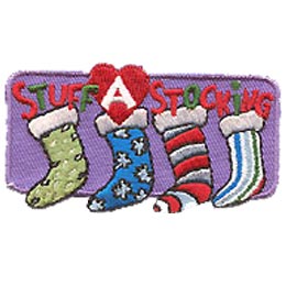 Stuff, Stocking, Sock, Christmas, Service, Patch, Embroidered Patch, Merit Badge, Badge, Emblem, Iron On, Iron-On, Crest, Lapel Pin, Insignia, Girl Scouts, Boy Scouts, Girl Guides