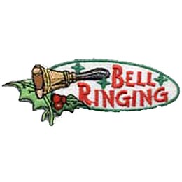 Bell Ringing, Christmas, Bells, Holly, Patch, Embroidered Patch, Merit Badge, Crest, Girl Scouts, Boy Scouts, Girl Guides