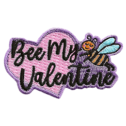 A bee hugs the words Bee My Valentine.