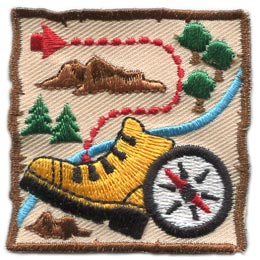 Adventure, Map, Pirate, Treasure, Compass, Boot, Tree, Rock, Patch, Embroidered Patch, Merit Badge, Badge, Emblem, Iron On, Iron-On, Crest, Lapel Pin, Insignia, Girl Scouts, Boy Scouts, Girl Guides