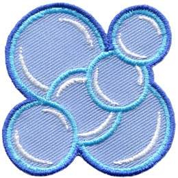 This patch is made from multiple soap bubbles. Two big bubbles sit diagonally from each other (one on the top left and one on the bottom right) with four smaller bubbles layered over top (going from top right to bottom left).