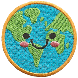This cute Earth has dots for eyes and a big U shaped smile.
