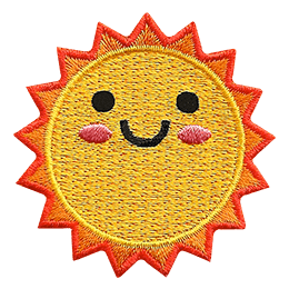 A large yellow sun is smiling happily.