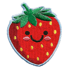A ripe strawberry with a kawaii face.