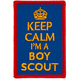 The words Keep Calm I'm A Boy Scout on a blue background.
