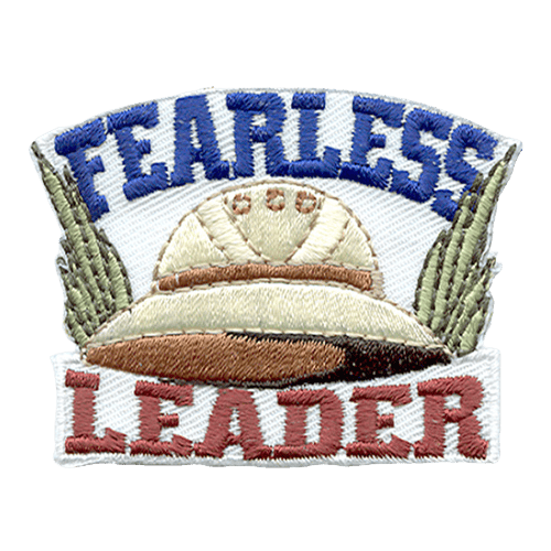 A safari hat has the words Fearless Leader above and below it.