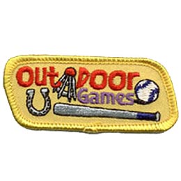 Outdoor Games, Ball, Bat, Badminton, Horseshoe, Outdoors, Embroidered Patch, Merit Badge