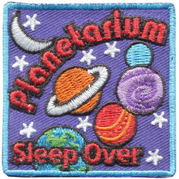 Planet, Planetarium, Space, Moon, Saturn, Jupiter, Stars, Science, Patch, Embroidered Patch, Merit Badge, Badge, Emblem, Iron On, Iron-On, Crest, Insignia, Girl Scouts, Boy Scouts, Girl Guides