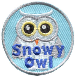 Snowy, Snow, Owl, Leader, Toadstool, Patch, Embroidered Patch, Merit Badge, Badge, Emblem, Iron On, Iron-On, Crest, Lapel Pin, Insignia, Girl Scouts, Boy Scouts, Girl Guides