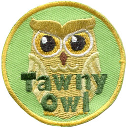 Tawny, Owl, Leader Patch, Embroidered Patch, Merit Badge, Badge, Emblem, Iron On, Iron-On, Crest, Lapel Pin, Insignia, Girl Scouts, Boy Scouts, Girl Guides