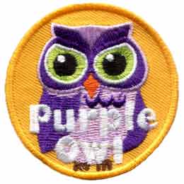 Purple,  Owl, Set, Leader, Who, Hoot, Patch, Embroidered Patch, Merit Badge, Badge, Emblem, Iron-On, Iron On, Crest, Lapel Pin, Insignia, Girl Scouts, Boy Scouts, Girl Guides
