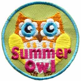 Summer,  Owl, Set, Leader, Who, Hoot, Patch, Embroidered Patch, Merit Badge, Badge, Emblem, Iron-On, Iron On, Crest, Lapel Pin, Insignia, Girl Scouts, Boy Scouts, Girl Guides