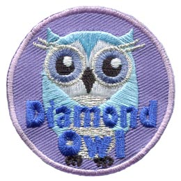 A blue owl with its wings wrapped close. The words Diamond Owl are at the bottom.