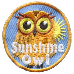 A golden owl with the sun behind it and the words Sunshine Owl at the bottom.