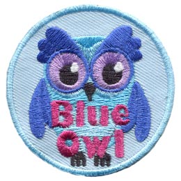 An owl in various shades of blue with the words Blue Owl at the bottom.