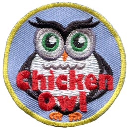 A black and white owl with the words Chicken Owl at the bottom.