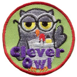 Clever, Smart, Cunning, Wise, Owl, Set, Leader, Who, Hoot, Patch, Embroidered Patch, Merit Badge, Badge, Emblem, Iron-On, Iron On, Crest, Lapel Pin, Insignia, Girl Scouts, Boy Scouts, Girl Guides