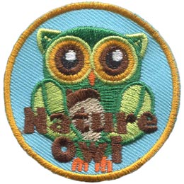 A green owl made from leaves. The words Nature Owl are across the bottom.