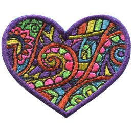This purple-bordered heart is filled with a paisley and flower pattern.