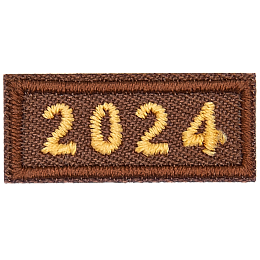 This 1-inch wide by 0.4-inches high rocker forms a straight-edged rectangle. The year number 204 is embroidered in a bold font.