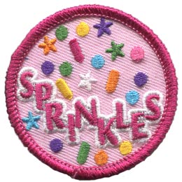 Spark, Sprinkles, Star, Circle, Candy, Decoration, Patrol, Patch, Embroidered Patch, Merit Badge, Badge, Emblem, Iron On, Iron-On, Crest, Lapel Pin, Insignia, Girl Scouts, Boy Scouts, Girl Guides