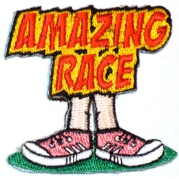 The words Amazing Race are above a pair of running shoes.