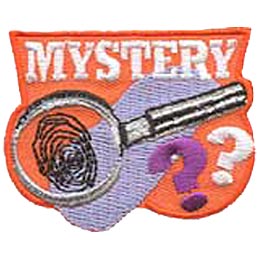 Mystery, Fingerprint, Question, Sherlock, Holmes, Magnify, Magnifying Glass, CSI, Patch, Embroidered Patch, Merit Badge, Iron On, Iron-On, Crest, Girl